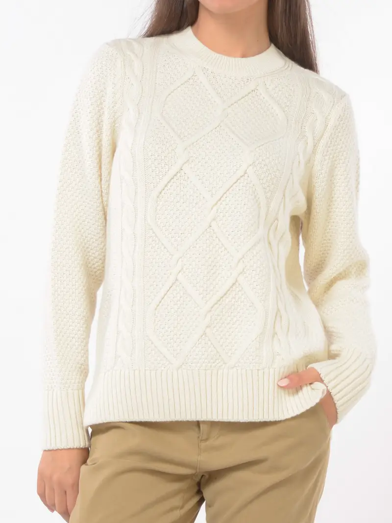 maglia da donna Barbour in lana e cotone con mix di lavorazioni Bianco