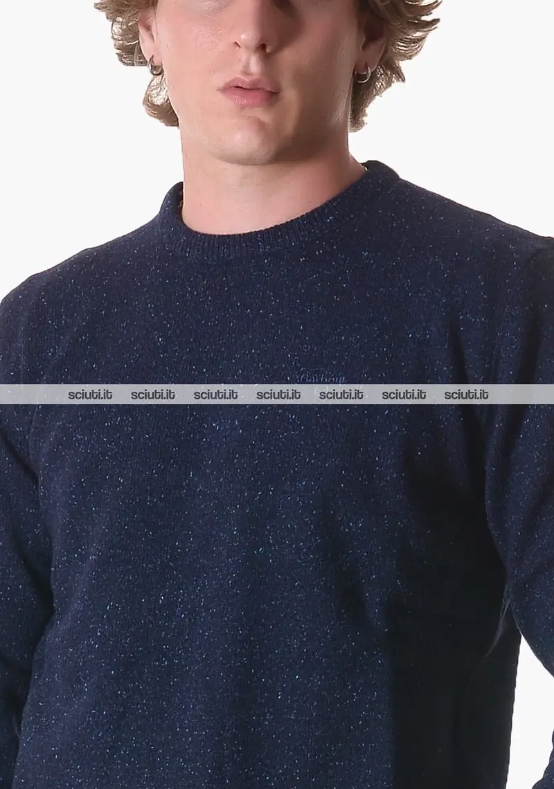 Maglione Barbour uomo blu scuro Tisbury puntinato in lana