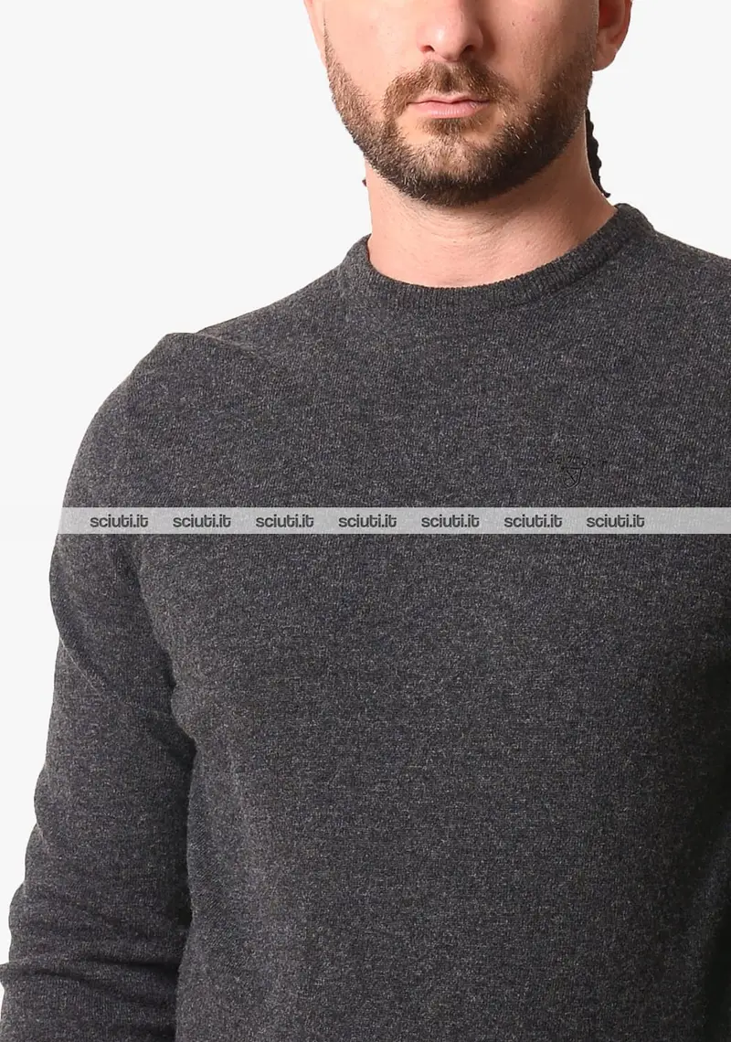 Maglione Barbour uomo grigio scuro girocollo in lana