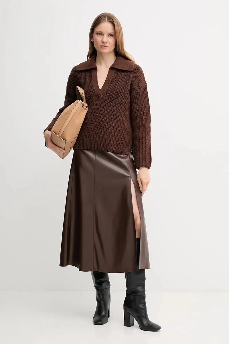 maglione con lana ROBYN colore marrone LKN1675 miniatura 2