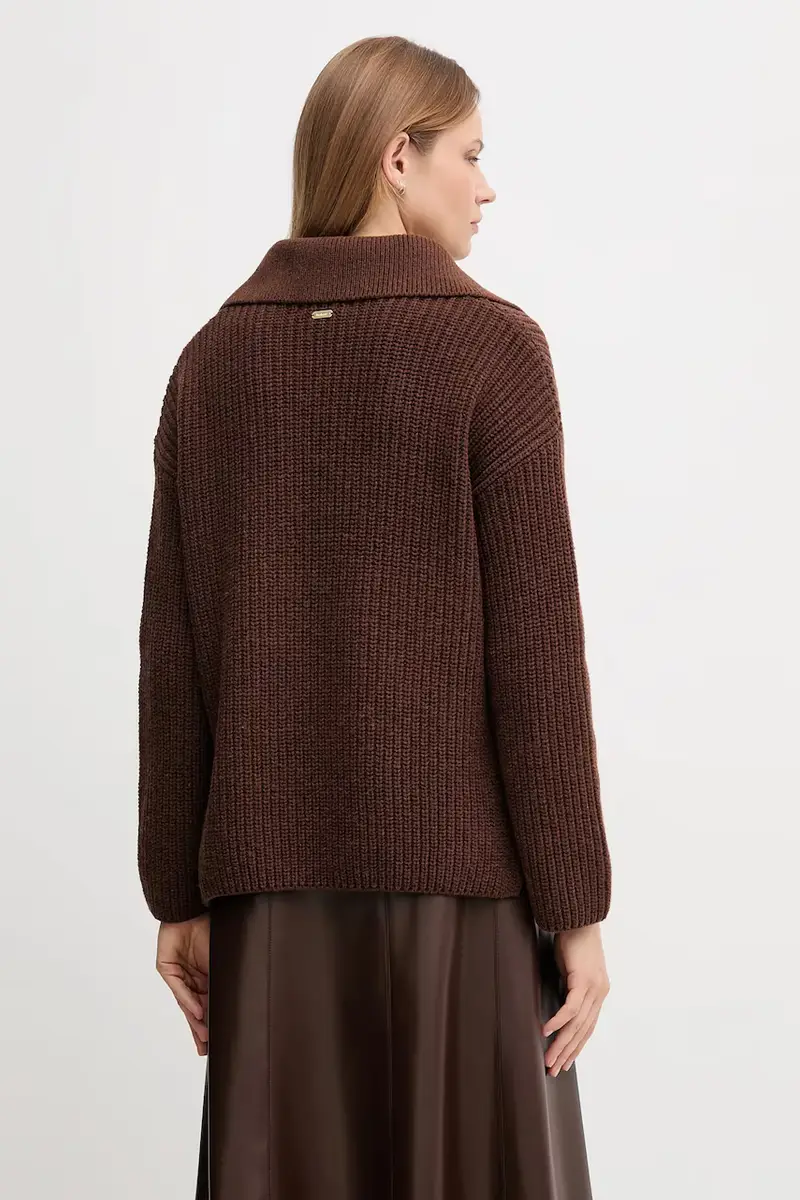 maglione con lana ROBYN colore marrone LKN1675 miniatura 3