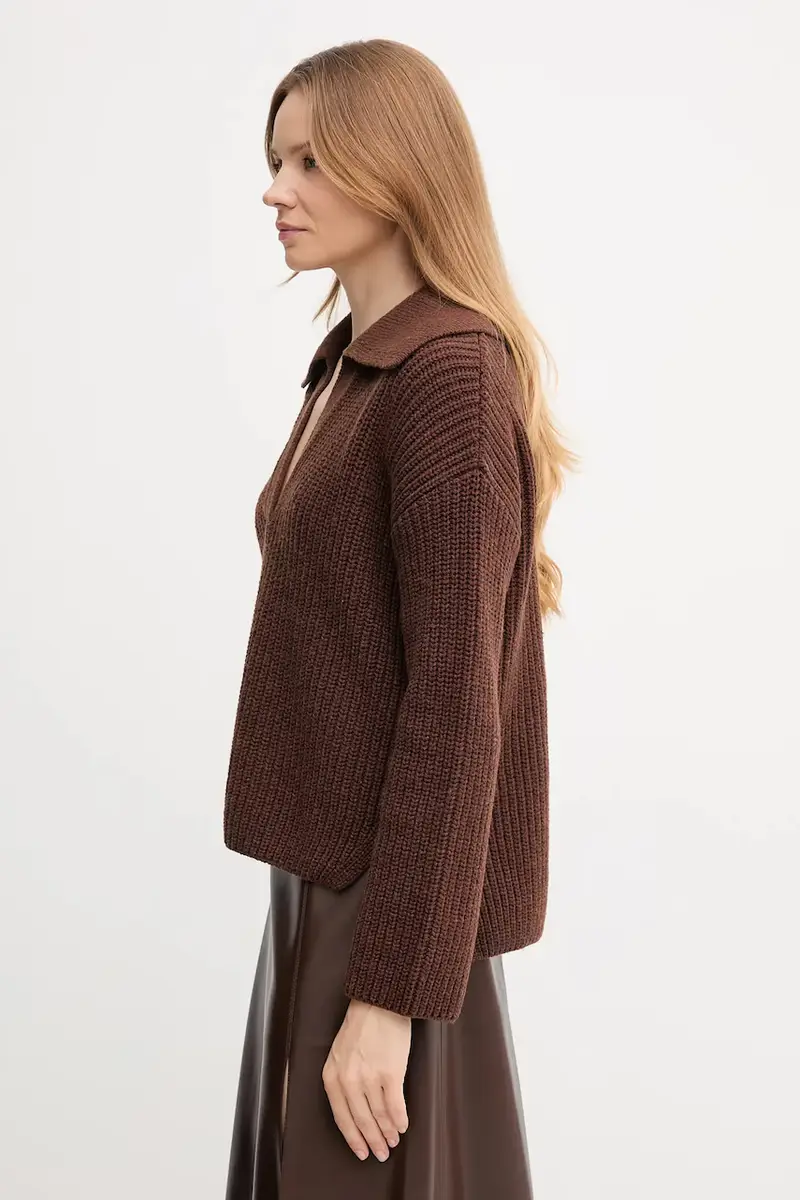 maglione con lana ROBYN colore marrone LKN1675 miniatura 4