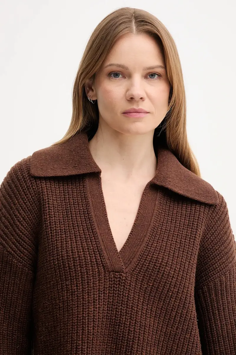 maglione con lana ROBYN colore marrone LKN1675 miniatura 5