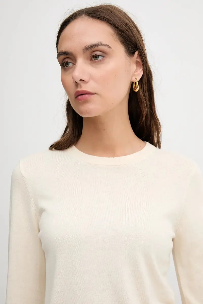 maglione in lana CARLBY donna colore beige LKN1686 miniatura 5