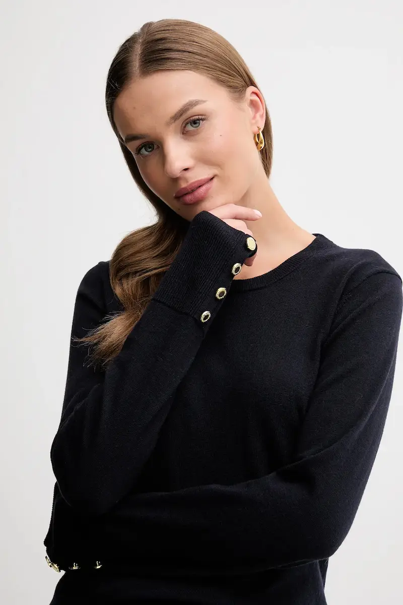 maglione in lana CARLBY donna colore blu navy LKN1686 miniatura 4