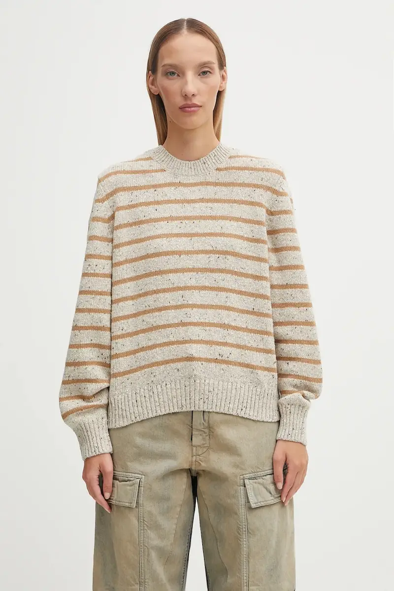 maglione in lana Claydon Knitted Jumper donna colore beige LKN1665ST53