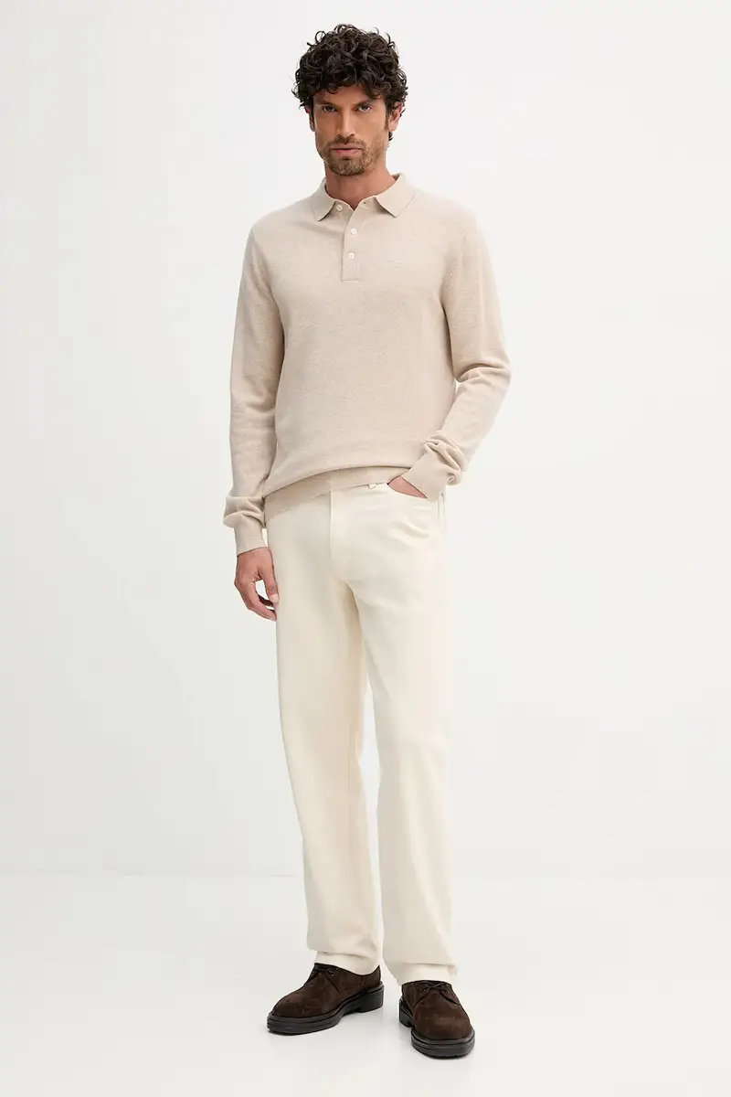 maglione in lana HUTHERSTON uomo colore beige MKN1670 miniatura 2