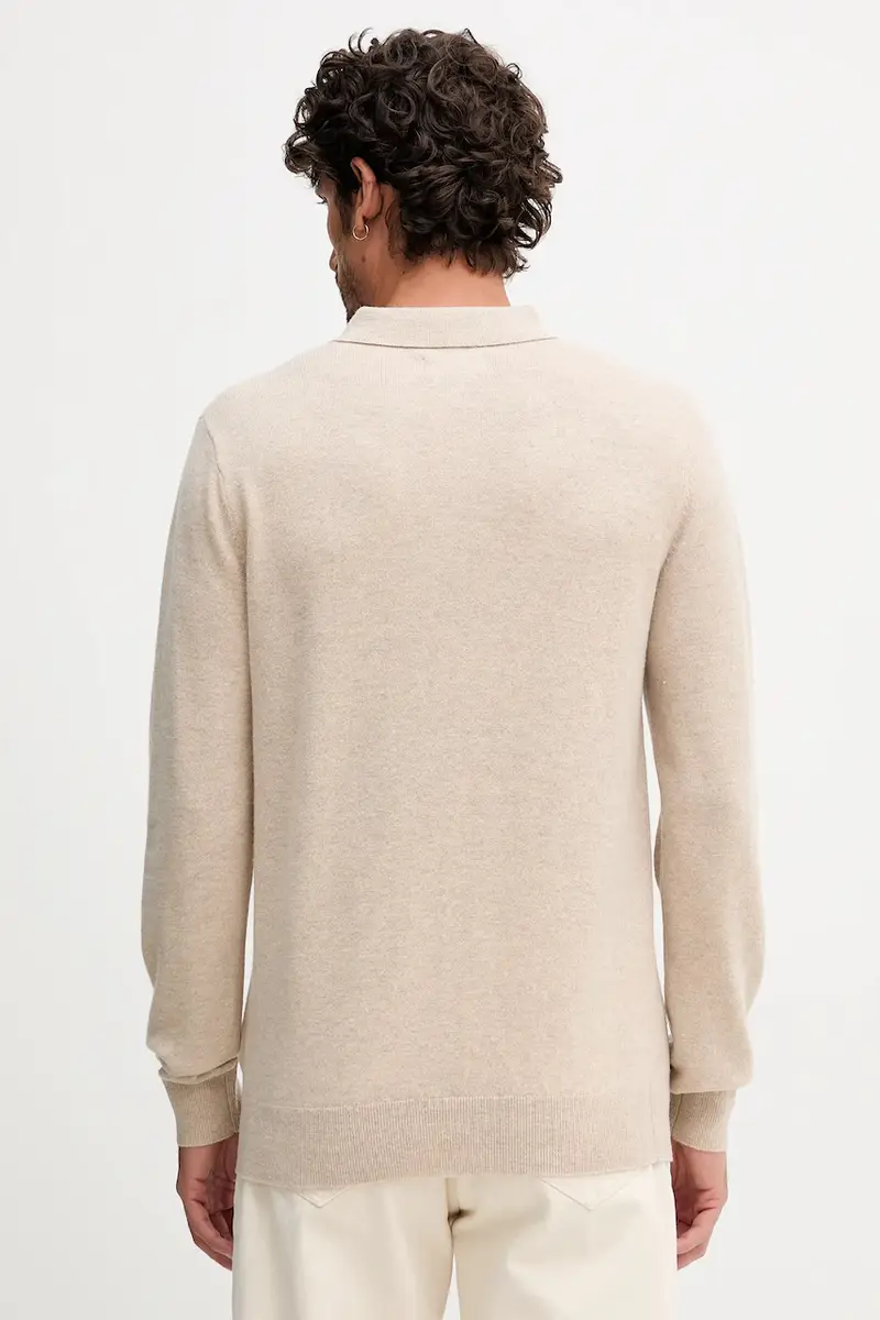 maglione in lana HUTHERSTON uomo colore beige MKN1670 miniatura 3