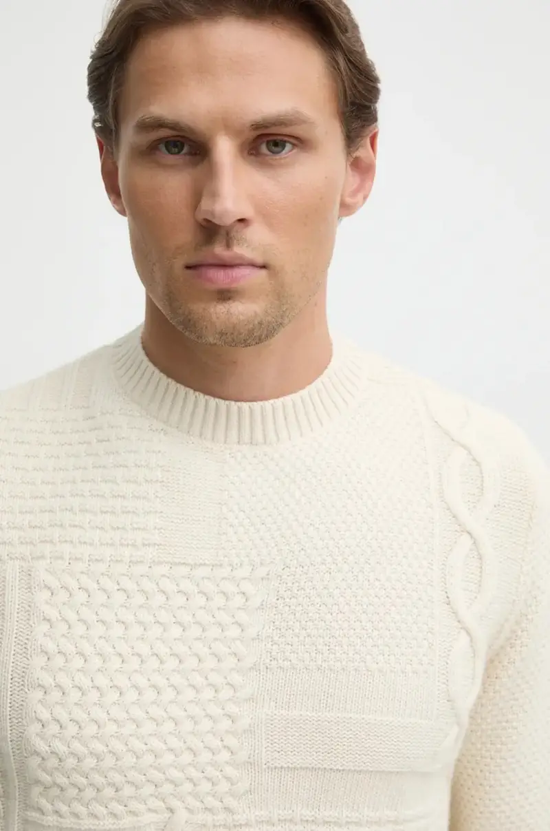 maglione in lana uomo colore beige MKN1605 miniatura 4