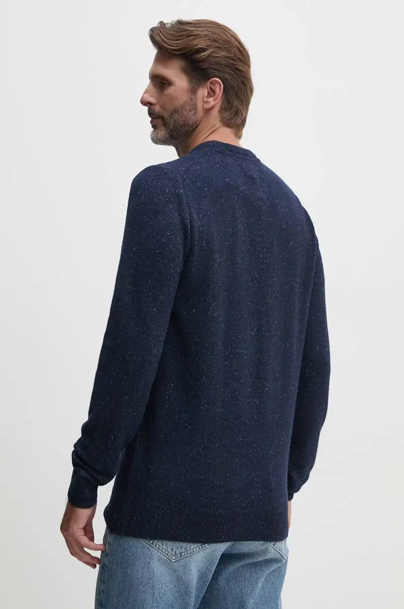 maglione in lana uomo colore blu navy miniatura 3