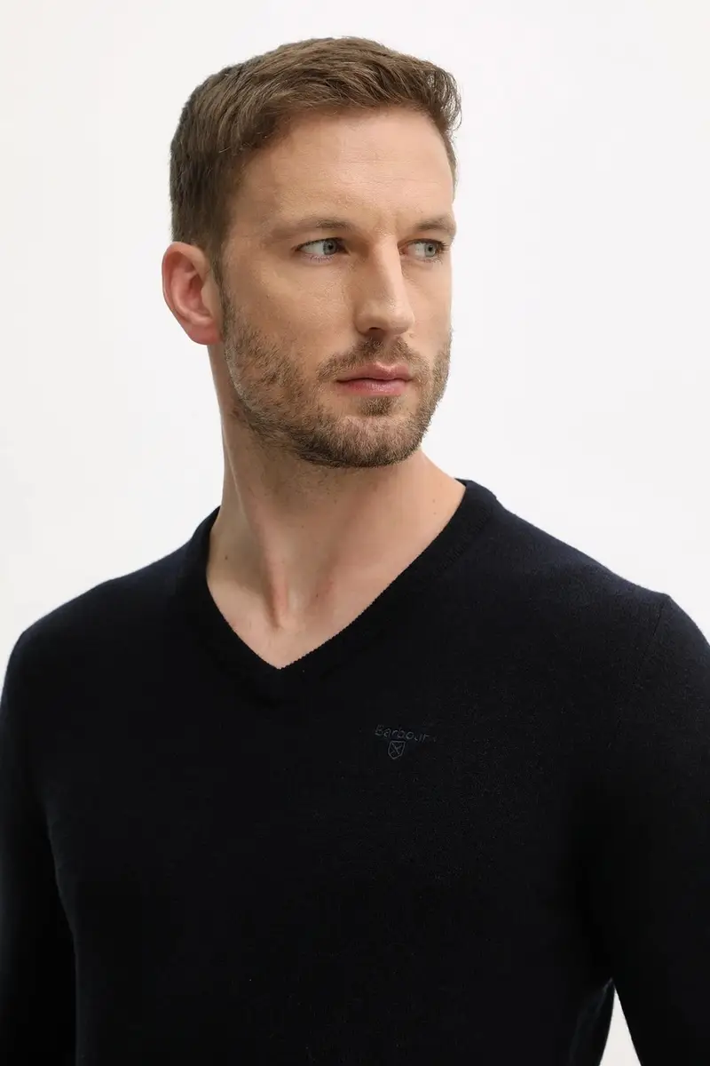 maglione in lana uomo colore blu navy MKN0341 miniatura 4