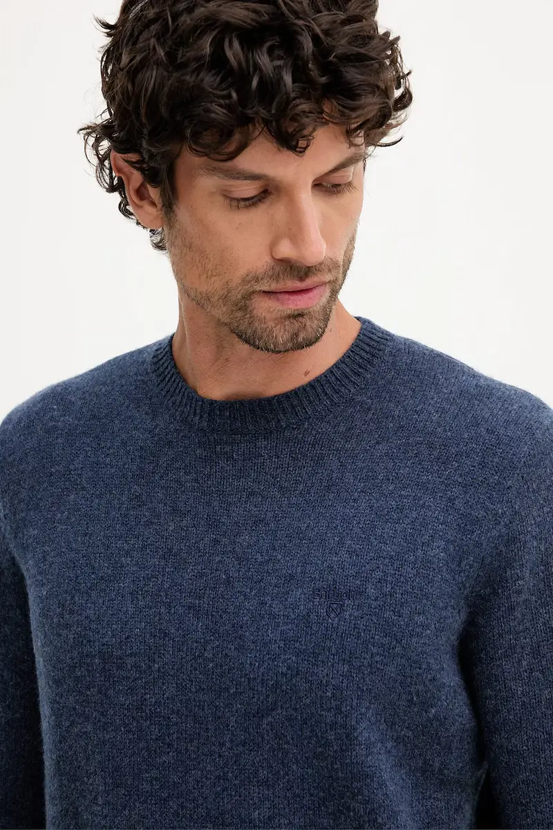 maglione in lana uomo colore blu navy MKN1666 miniatura 3