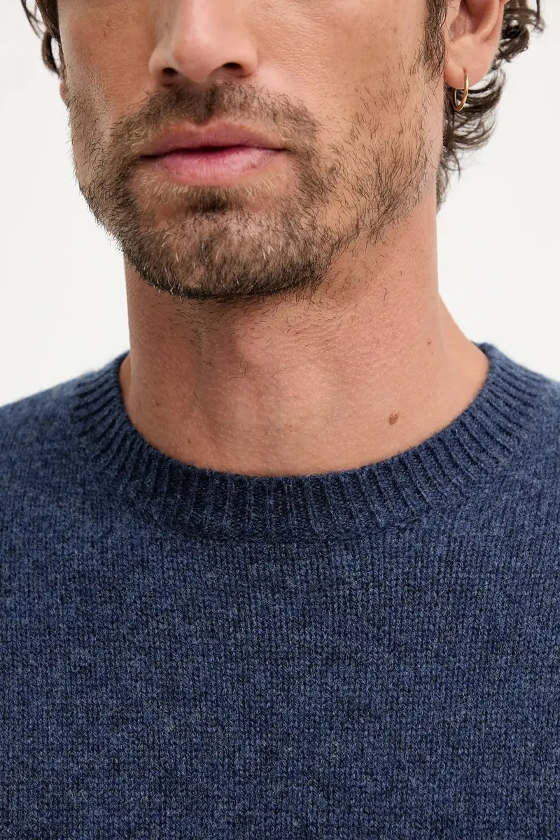 maglione in lana uomo colore blu navy MKN1666 miniatura 4