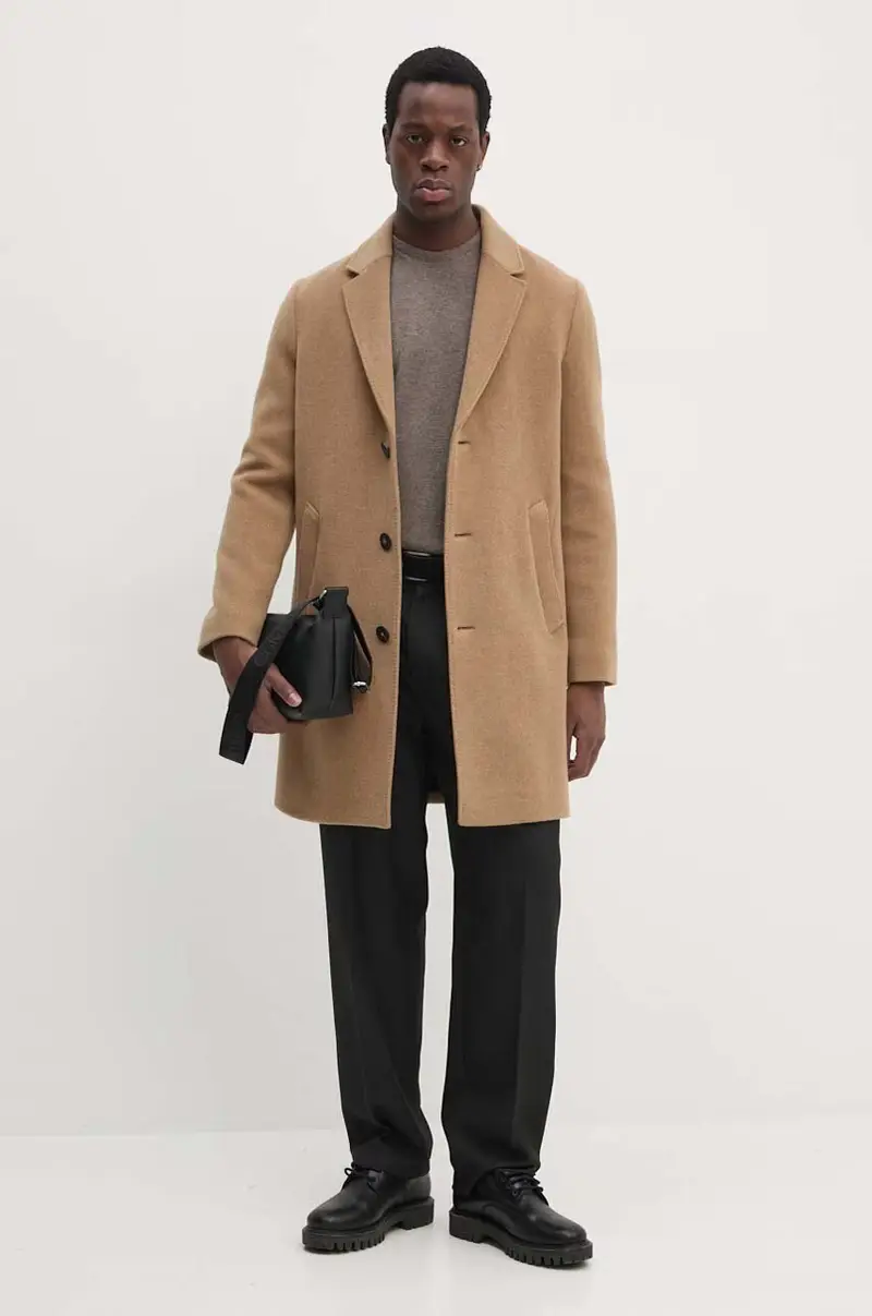 maglione in lana uomo colore marrone MKN0345 miniatura 2