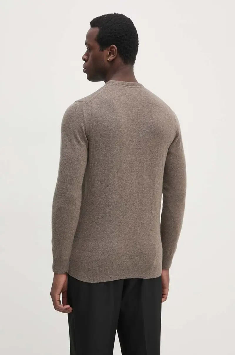 maglione in lana uomo colore marrone MKN0345 miniatura 3