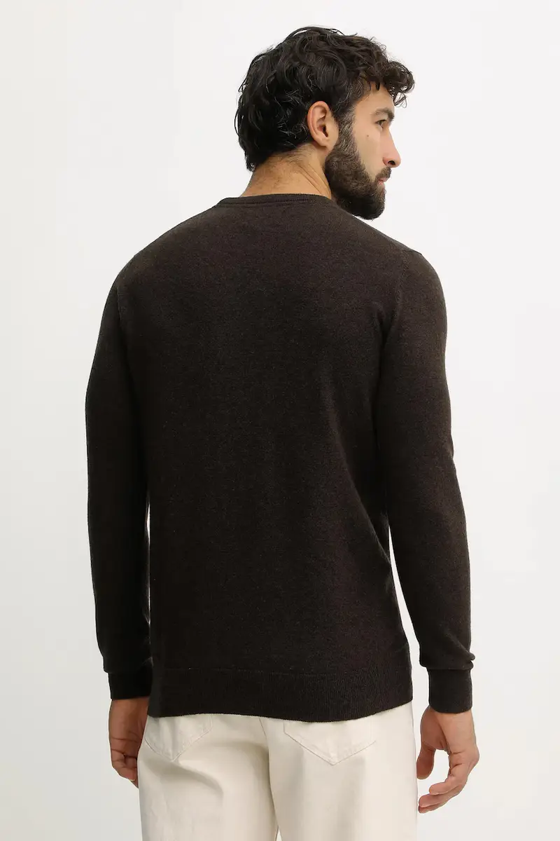 maglione in lana uomo colore marrone MKN0345 miniatura 3