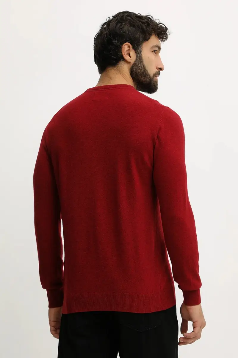 maglione in lana uomo colore marrone MKN0345 Granata miniatura 3