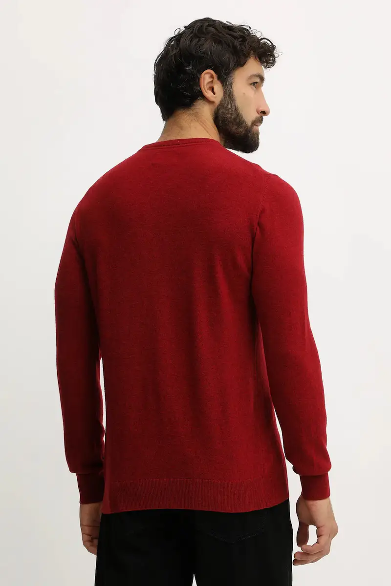 maglione in lana uomo colore marrone MKN0345 Granata miniatura 3