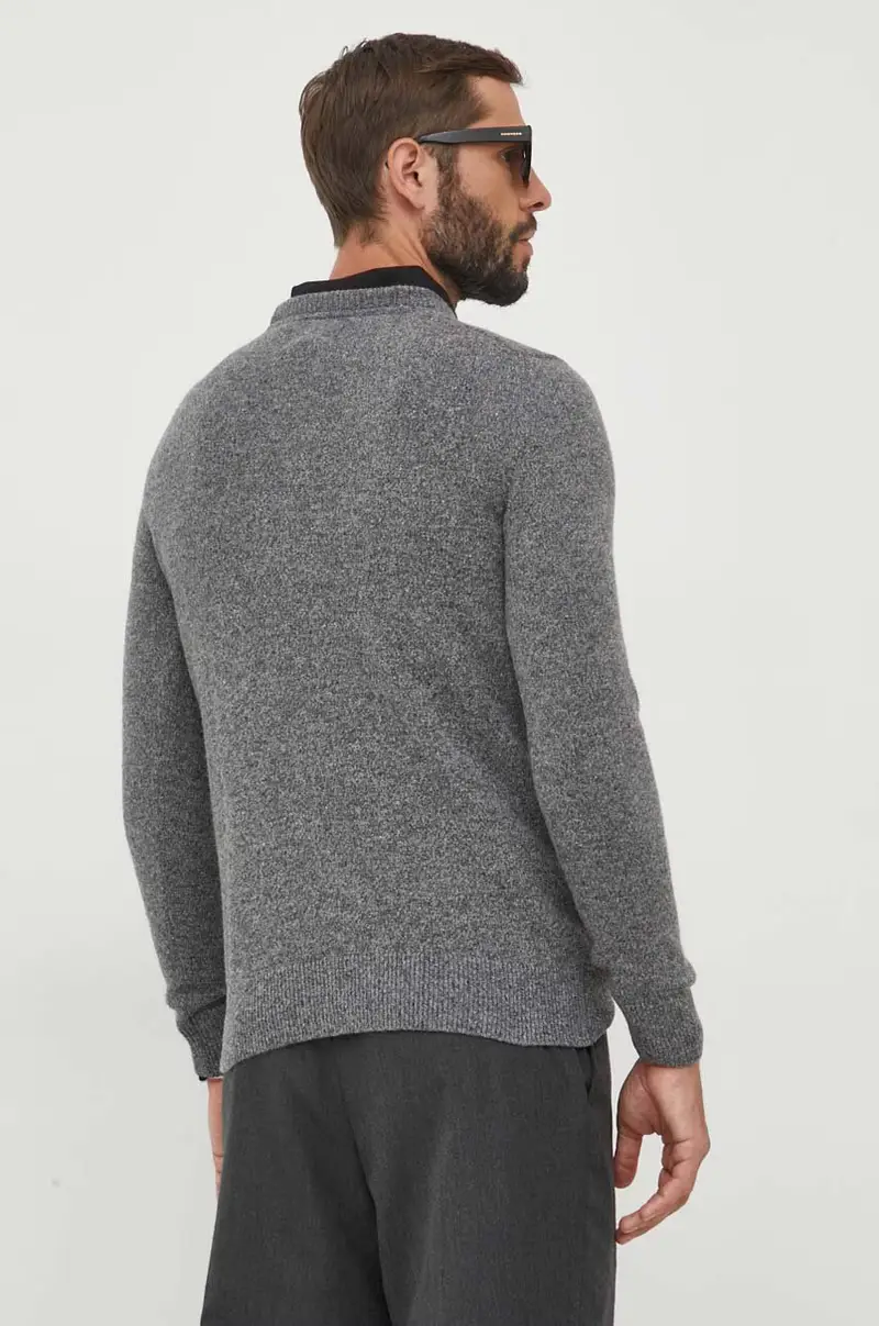 maglione in lana uomo Grigio miniatura 3