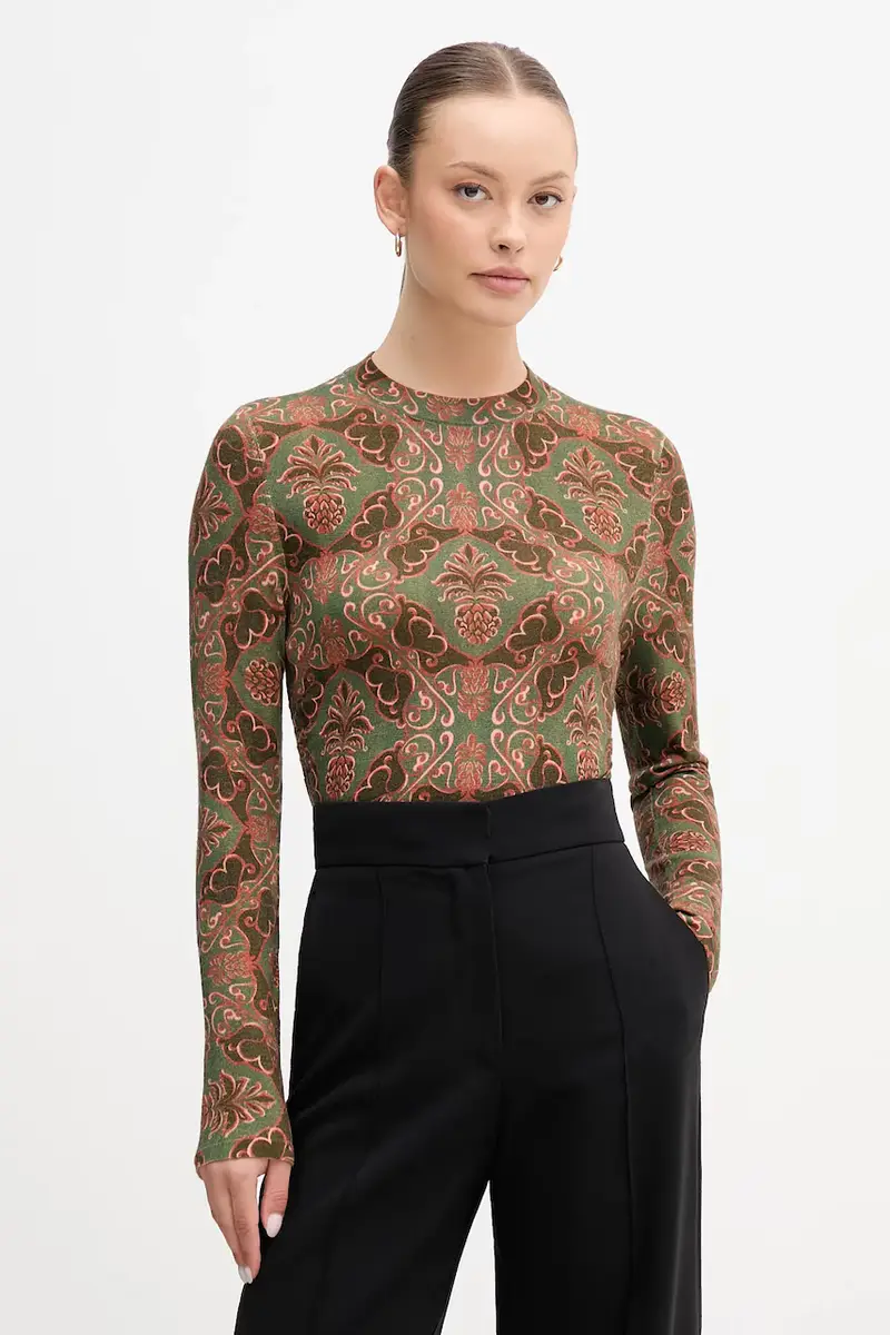 maglione in lana x Farm Rio donna colore verde LKN1718