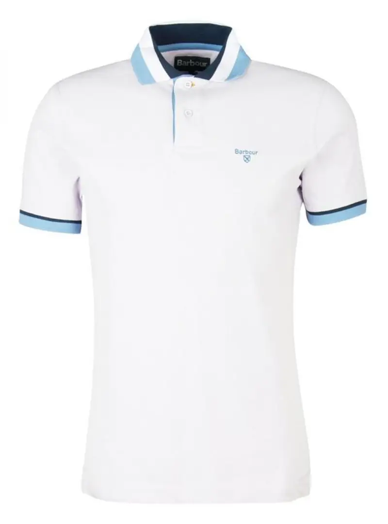 Barbour - Pique Con Collo 3 Colori Blu Bco Azzurro MML1173 PU11