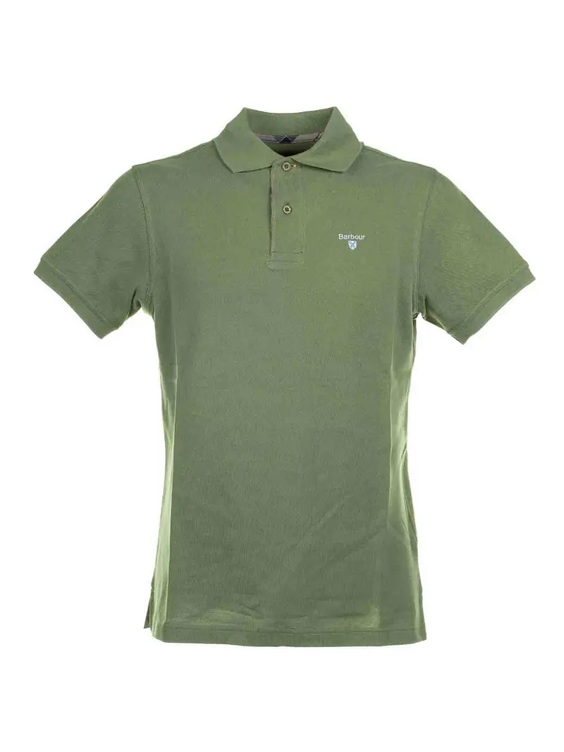 Polo A Maniche Corte Oliva In Piqu Verde Scuro