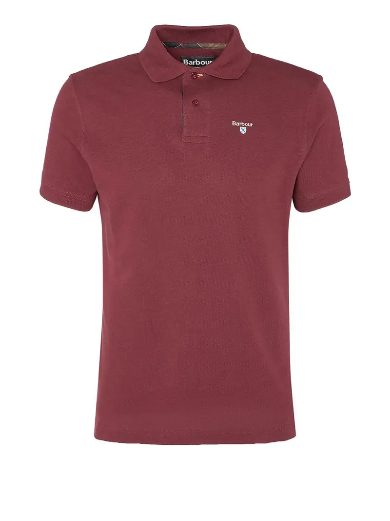 polo barbour tartan pique da uomo - bordeaux