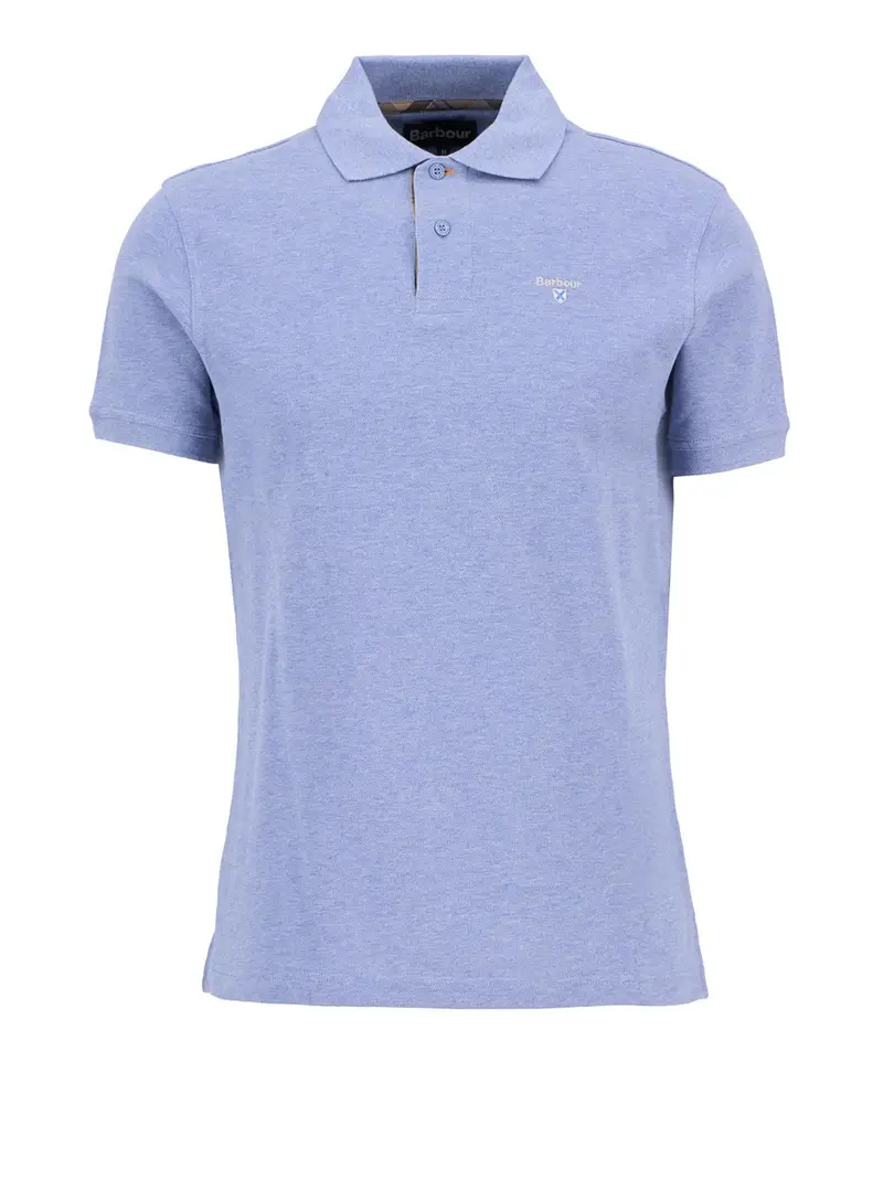polo barbour tartan pique da uomo - celeste