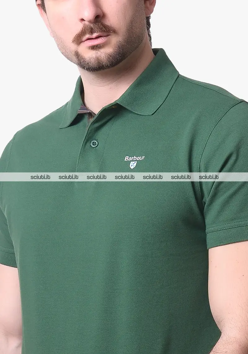 Polo Barbour uomo verde inglese Tartan pique