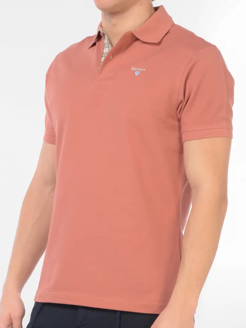polo da uomo Barbour con logo e profilo Rosa