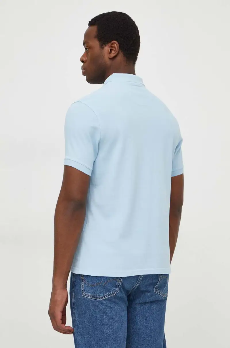 polo in cotone colore blu miniatura 3