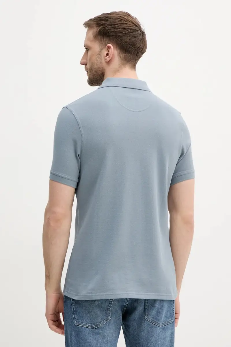 polo in cotone colore turchese Grigio miniatura 2