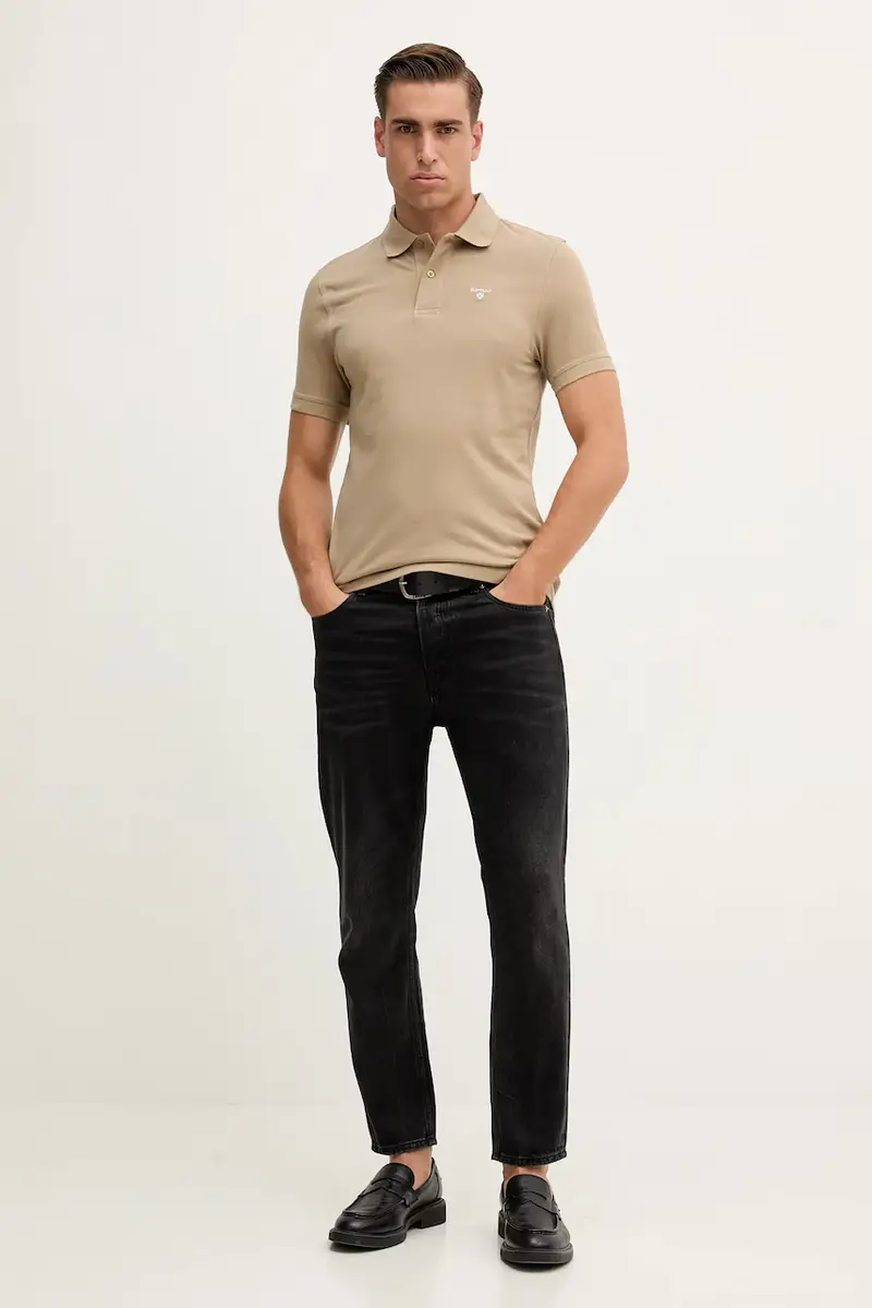 polo in cotone ESSENTIALS colore nero MML0358 Beige miniatura 2