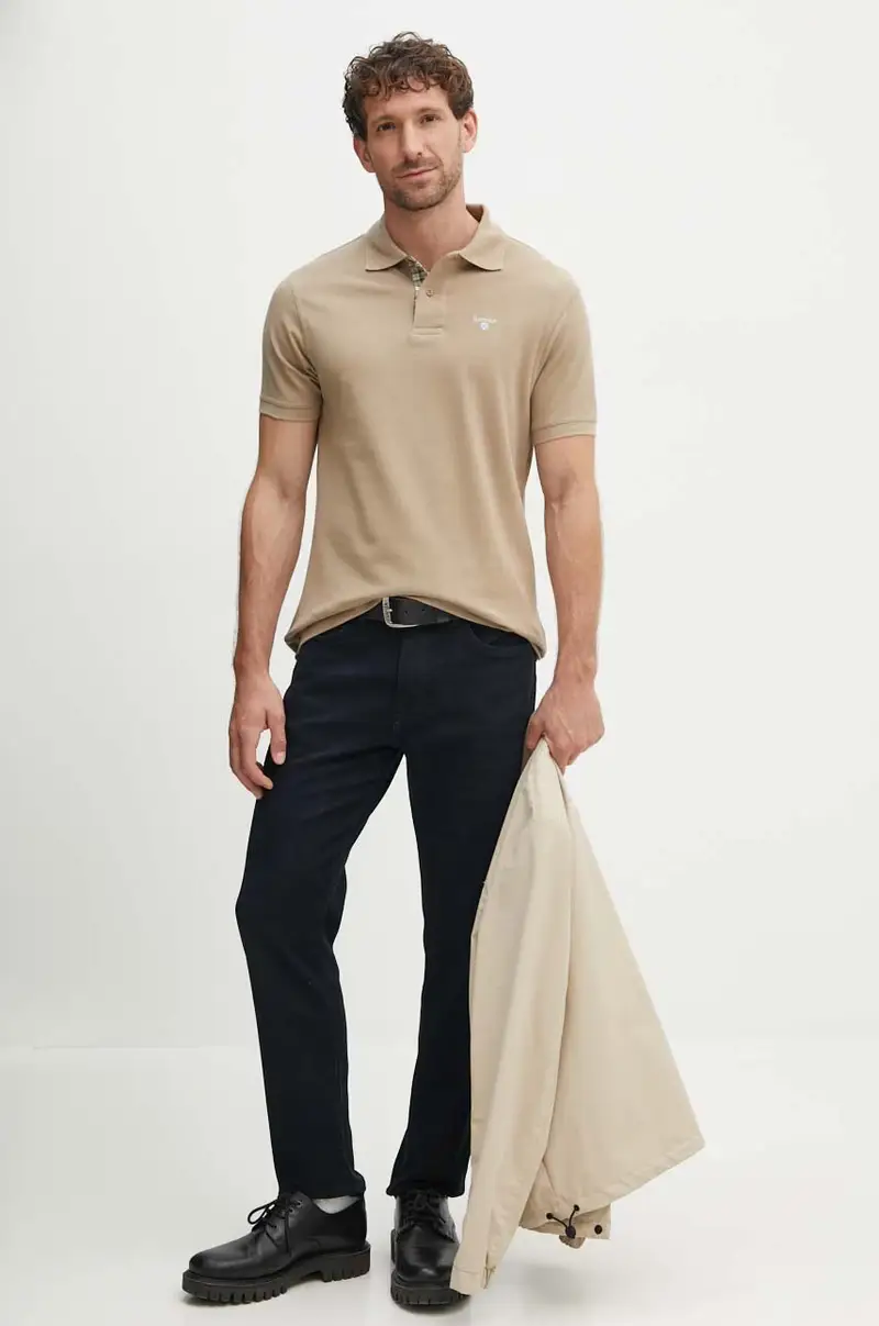 polo in cotone Tartan Pique Polo colore beige con applicazione MML0012 miniatura 2