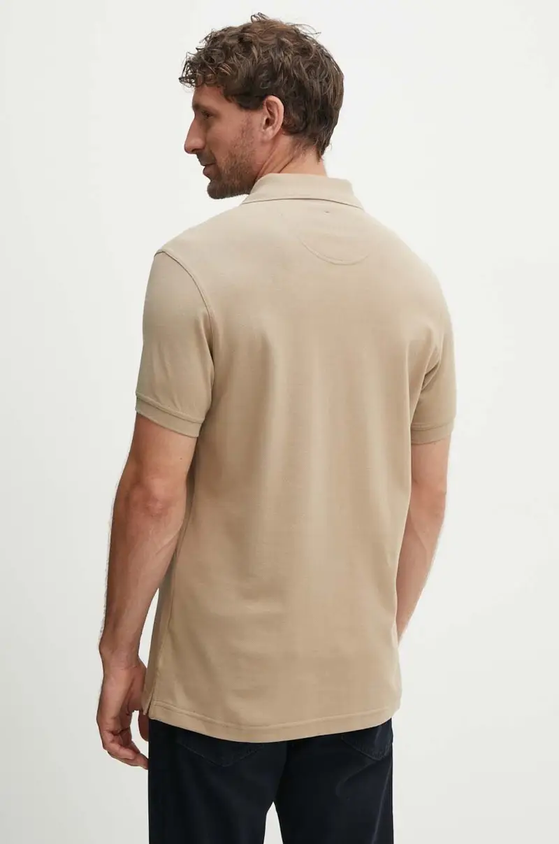 polo in cotone Tartan Pique Polo colore beige con applicazione MML0012 miniatura 3