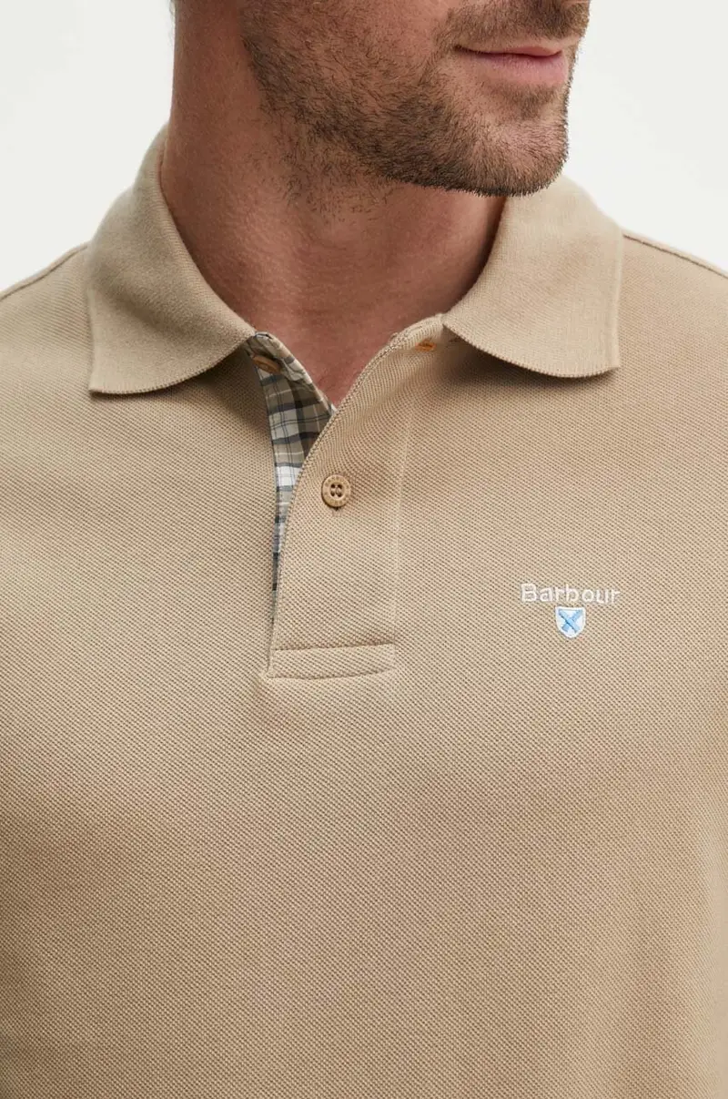 polo in cotone Tartan Pique Polo colore beige con applicazione MML0012 miniatura 4