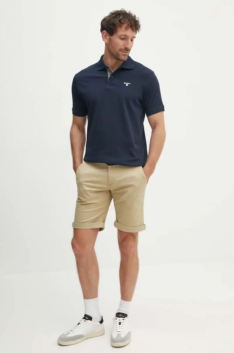 polo in cotone Tartan Pique Polo colore blu navy con applicazione MML0012 miniatura 2