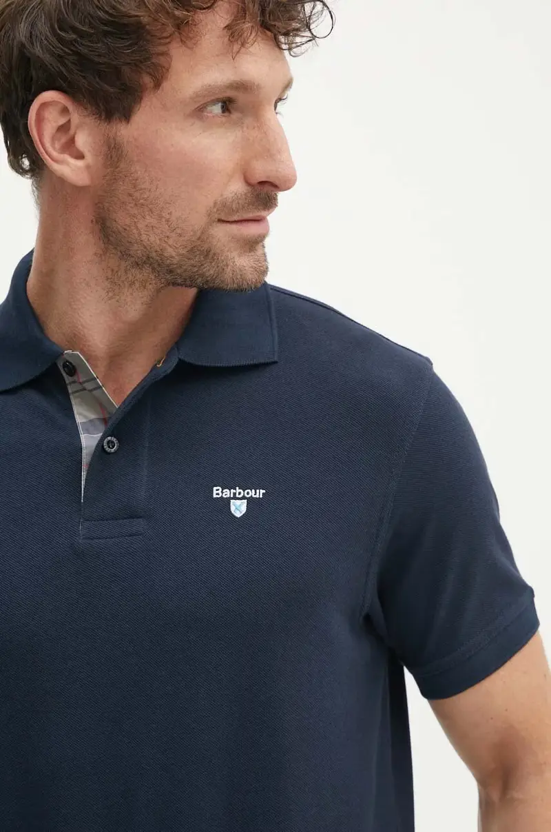 polo in cotone Tartan Pique Polo colore blu navy con applicazione MML0012 miniatura 4