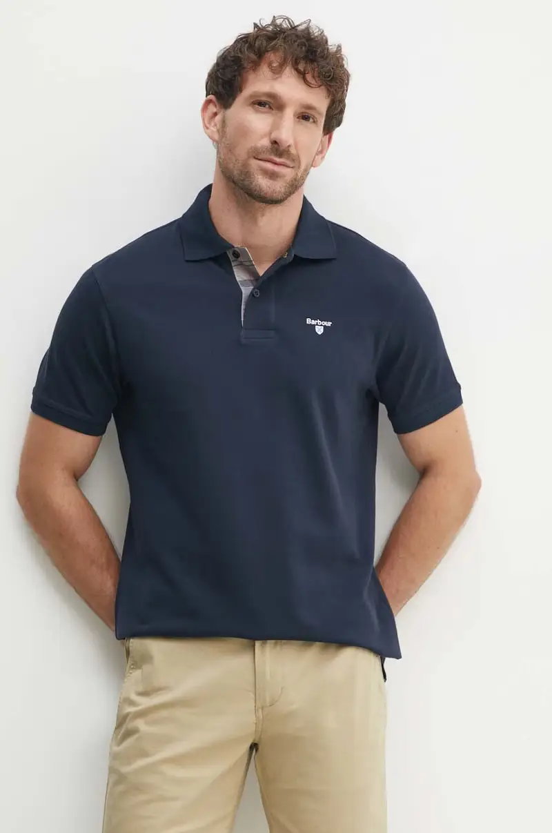 polo in cotone Tartan Pique Polo colore blu navy con applicazione MML0012
