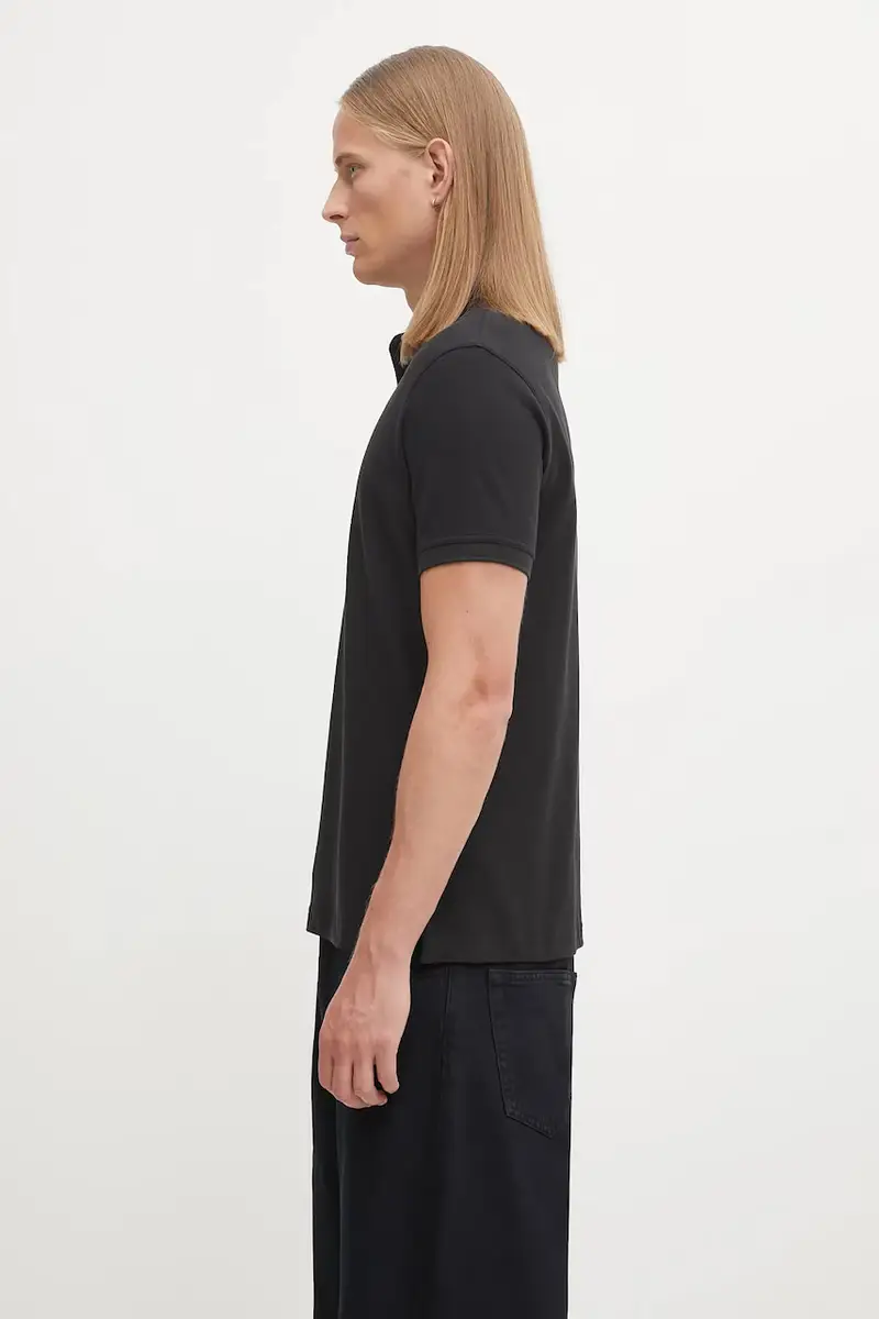 polo in cotone Tartan Pique Polo colore nero con applicazione MML0012 miniatura 2