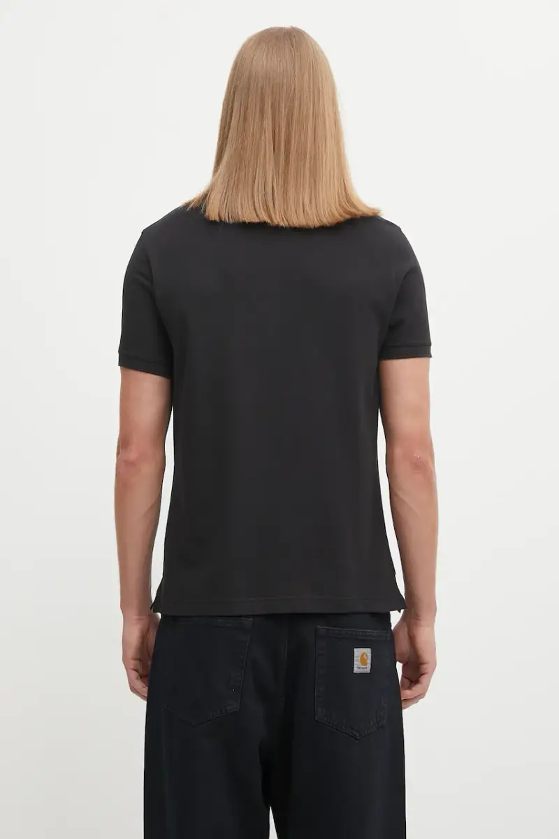 polo in cotone Tartan Pique Polo colore nero con applicazione MML0012 miniatura 3