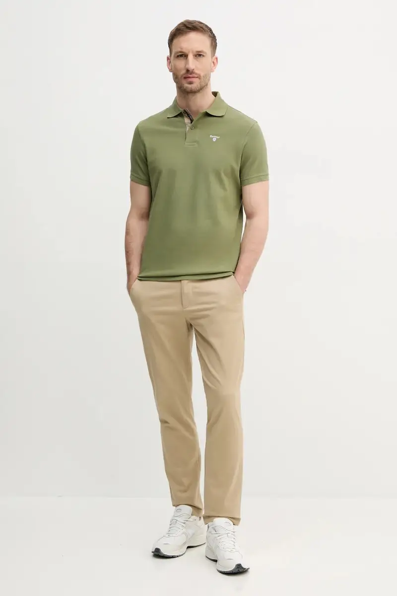 polo in cotone Tartan Pique Polo colore verde con applicazione MML0012 miniatura 2