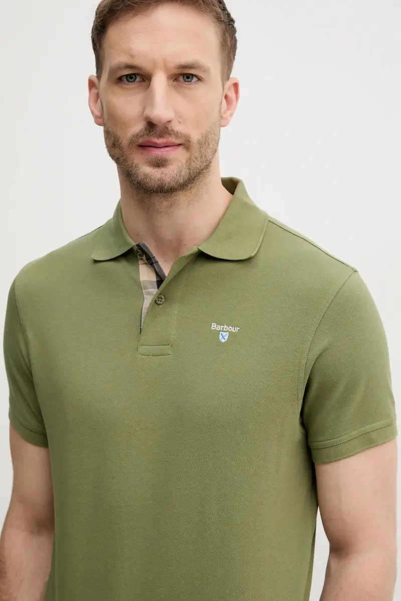 polo in cotone Tartan Pique Polo colore verde con applicazione MML0012 miniatura 4