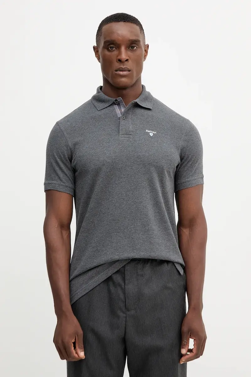 polo in cotone Tartan Pique Polo colore verde con applicazione MML0012 Grigio