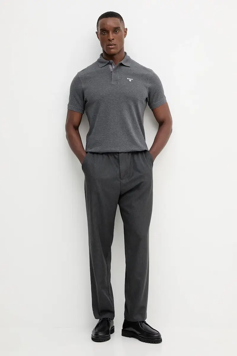 polo in cotone Tartan Pique Polo colore verde con applicazione MML0012 Grigio miniatura 2