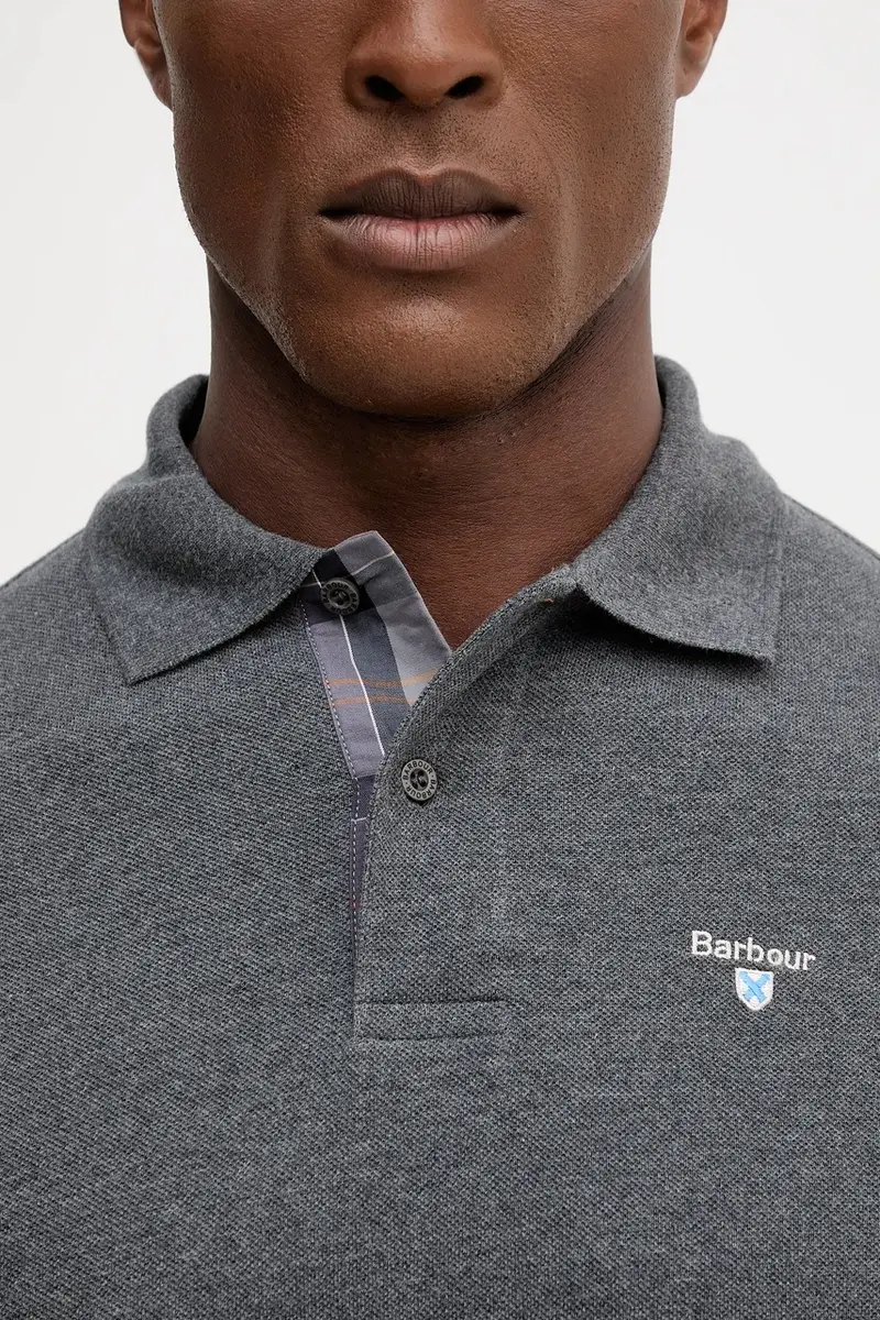 polo in cotone Tartan Pique Polo colore verde con applicazione MML0012 Grigio miniatura 5