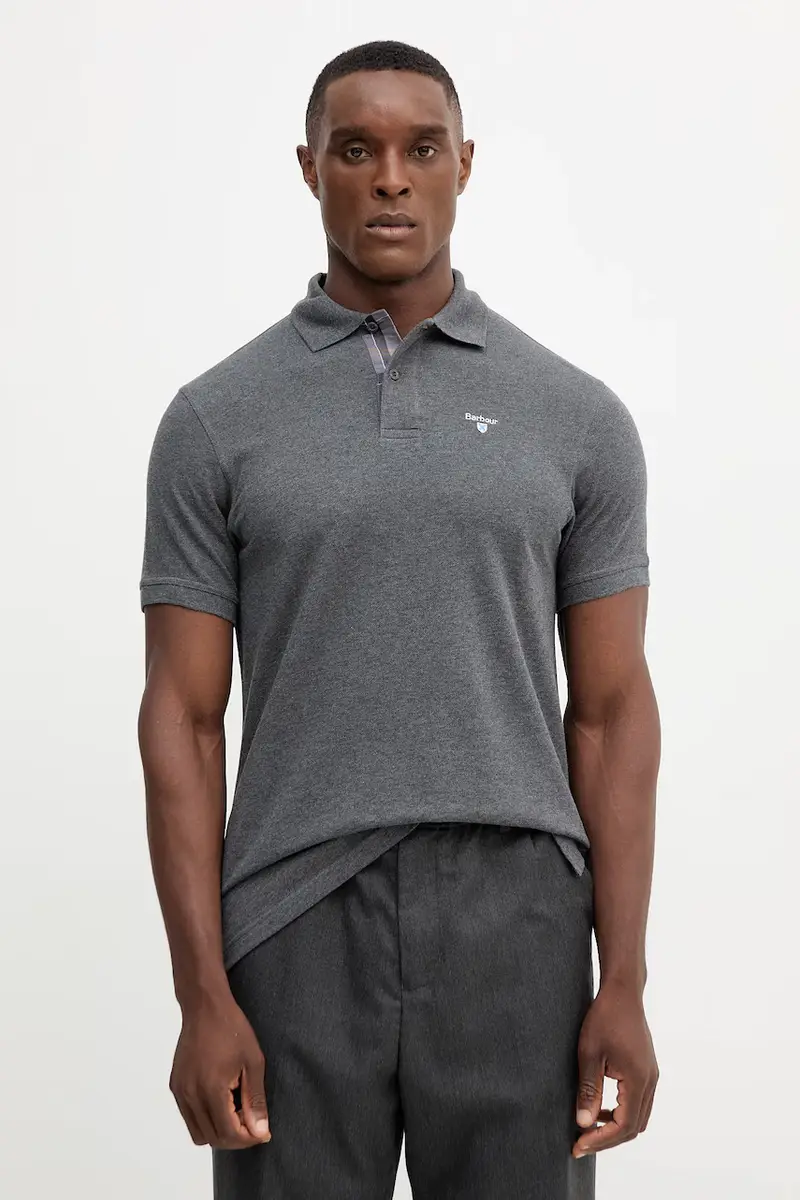 polo in cotone Tartan Pique Polo colore verde con applicazione MML0012 Grigio