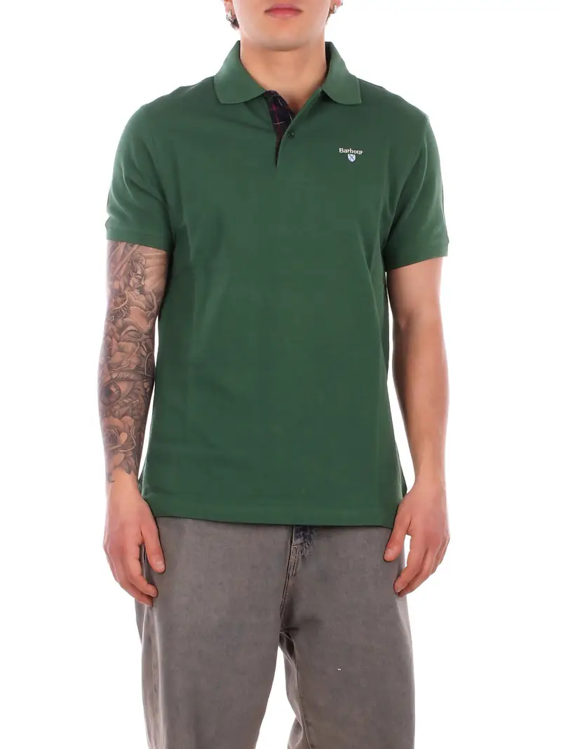 Polo Uomo BARBOUR Racing green Tartan pique polo
