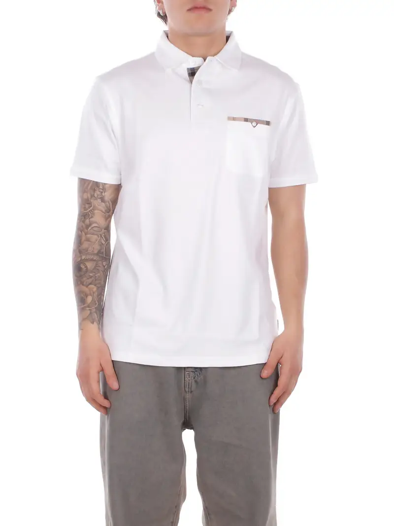 Polo Uomo BARBOUR White Premium corpatch tailored polo