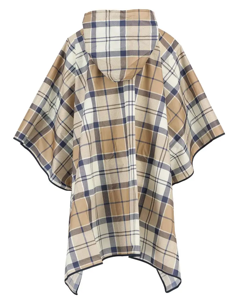 Poncho impermeabile in tartan Portree beige miniatura 2